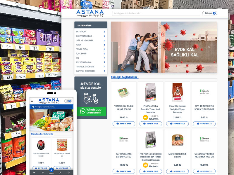 astanamarket.com 724kapinda Kolay Panel E-Market Web Sitesi